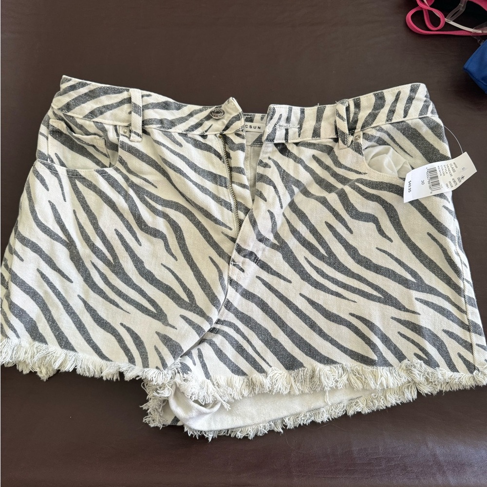 Pac Sun / High Rise Festival Denim Short - Zebra Print